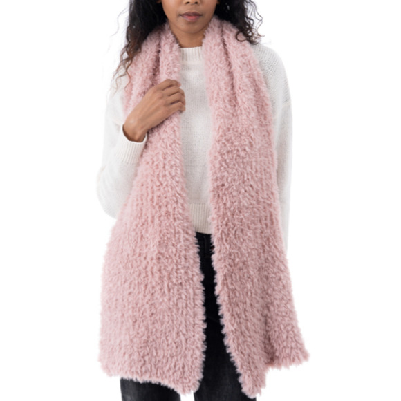 NEW INC International Concepts Pink Fluffy Faux Fur Oblong Winter Scarf NWT - Picture 1 of 16